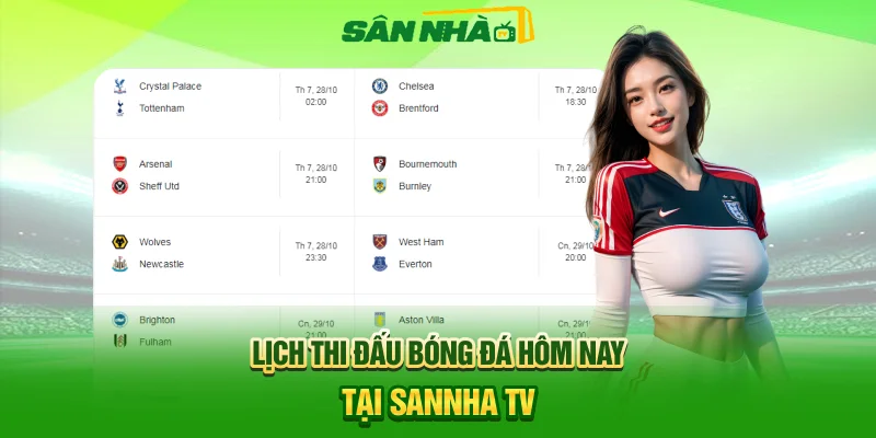 Lịch thi đấu bóng đá hôm nay