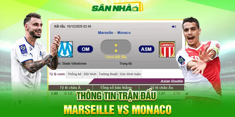 Thông tin trận đấu Marseille vs Monaco