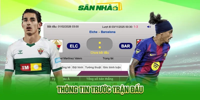 Nhận định Elche vs Barcelona 03h00 01/02: Barca không được sảy chân 2 Thông tin trận đấu